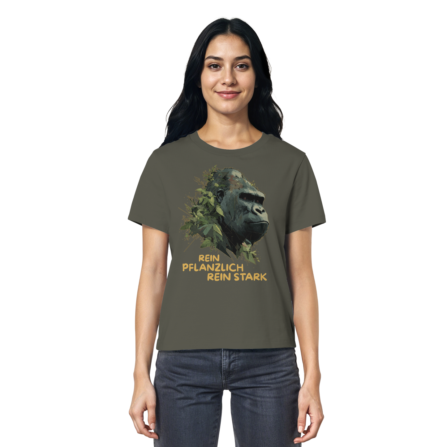 vegwear "Gorilla, rein pflanzlich rein stark" - Damen T-Shirt, bio, vegan