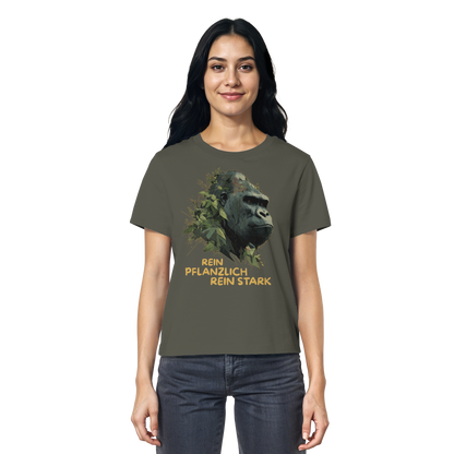 vegwear "Gorilla, rein pflanzlich rein stark" - Damen T-Shirt, bio, vegan