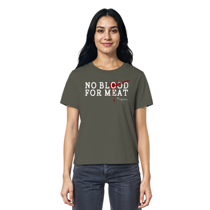 100% vegane T-Shirt für Damen: 'no blood for meat' | vegwear