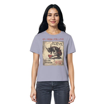 vegwear "why does evil" - Damen Bio T-Shirt