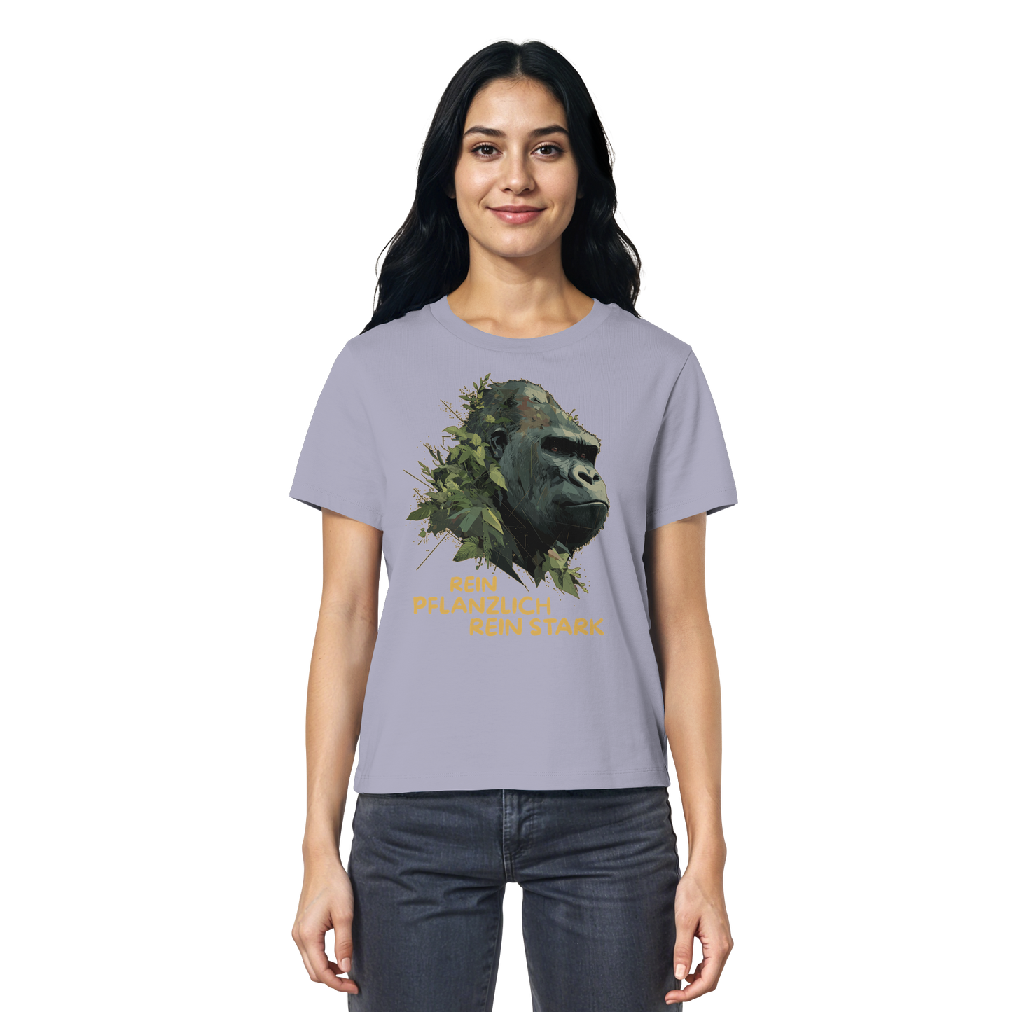 vegwear "Gorilla, rein pflanzlich rein stark" - Damen T-Shirt, bio, vegan