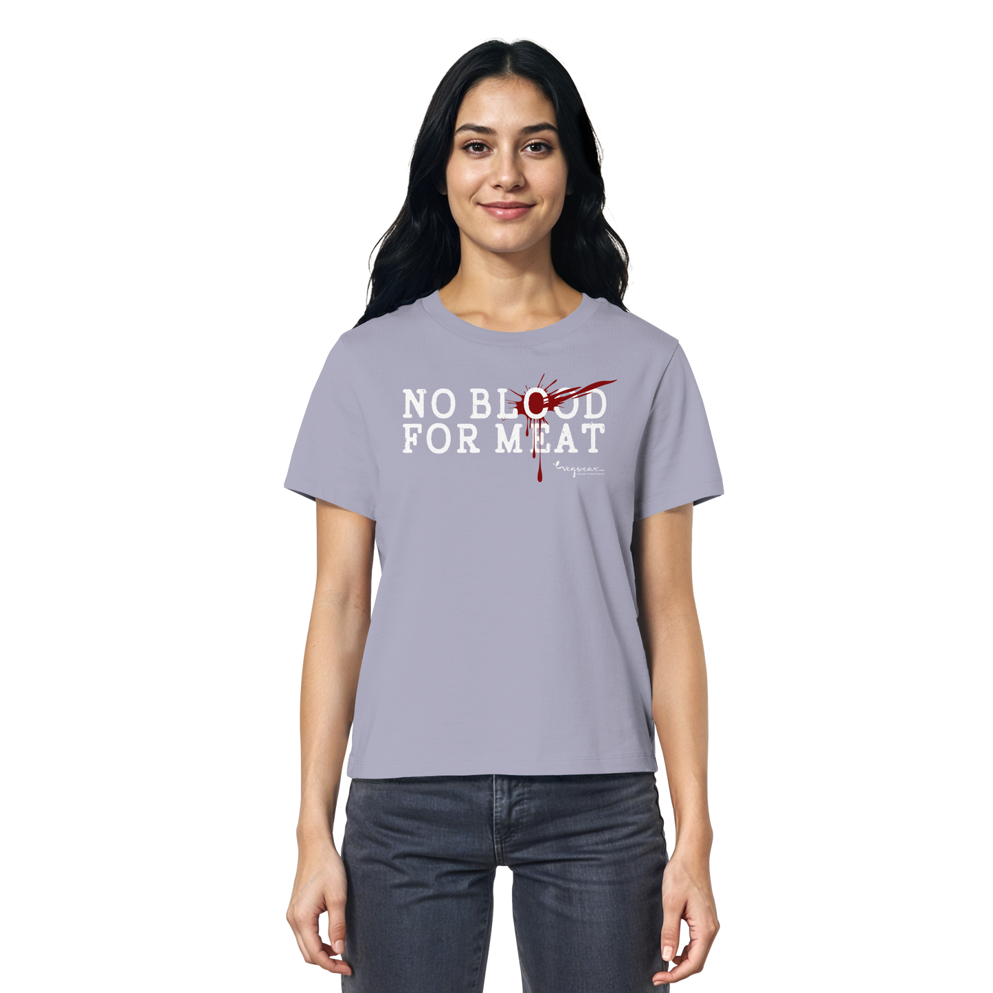 100% vegane T-Shirt für Damen: 'no blood for meat' | vegwear