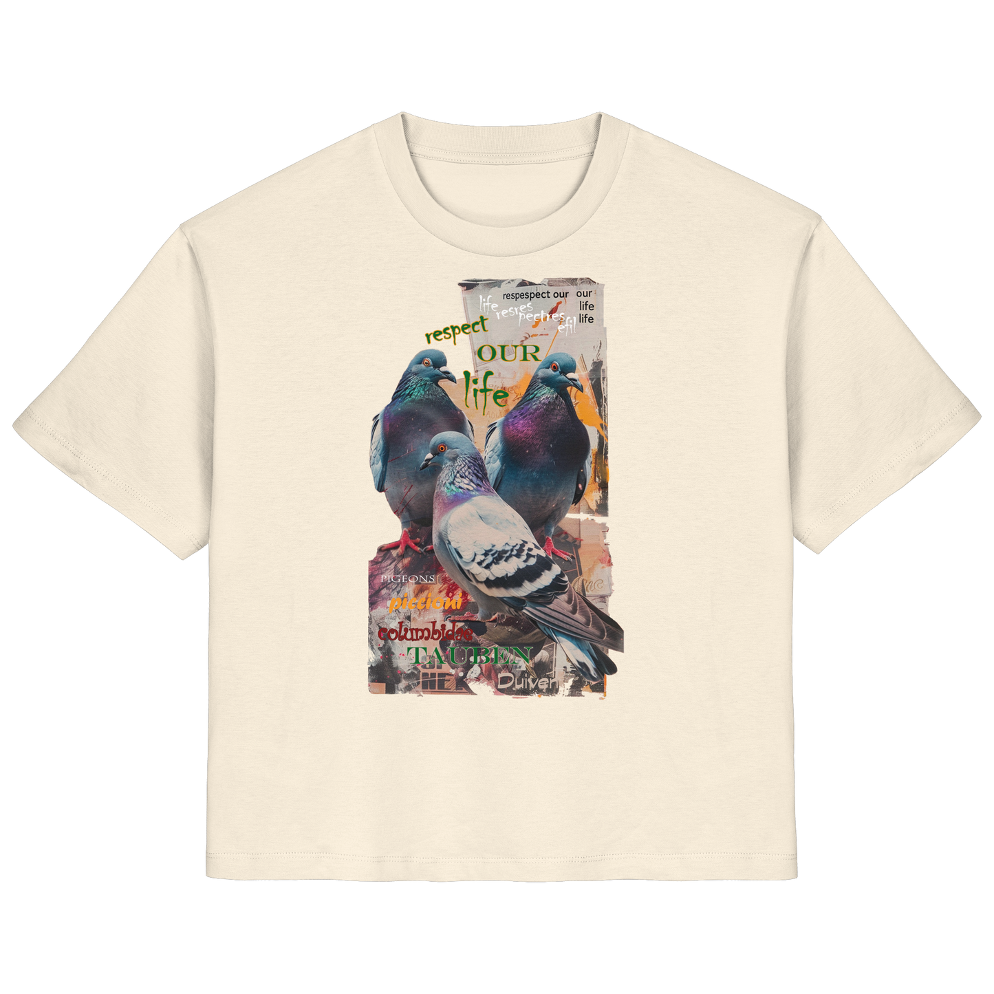 vegwear "respect our life - Tauben" - Damen Bio T-Shirt, nachhaltig, fair