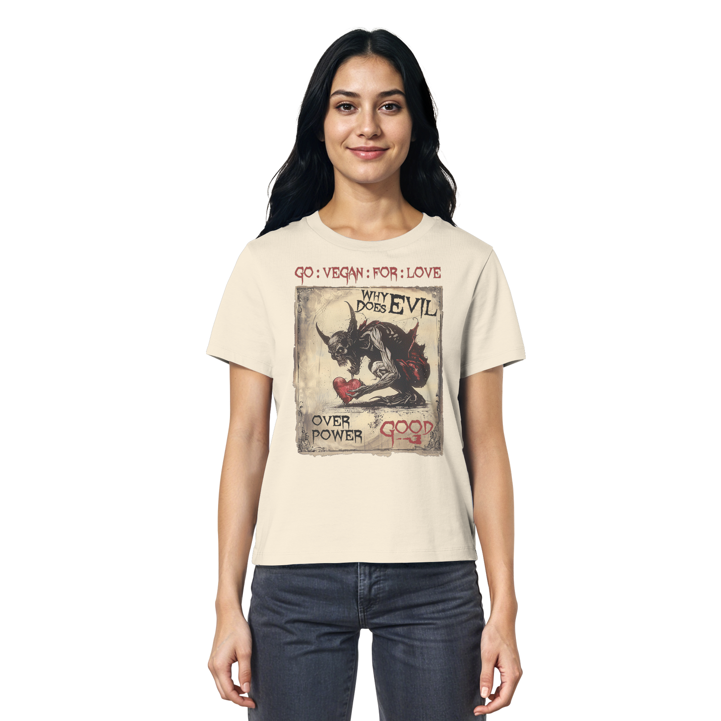 vegwear "why does evil" - Damen Bio T-Shirt