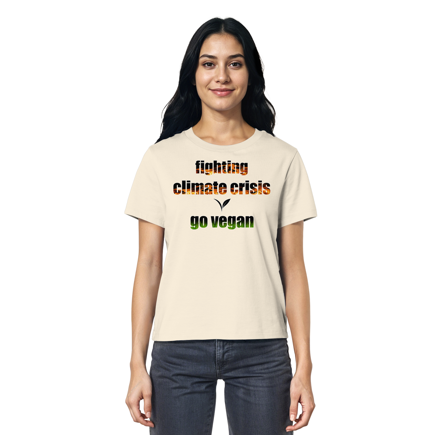 vegwear "fighting climate cirsis" - Damen Bio T-Shirt vegan & klimafreundlich