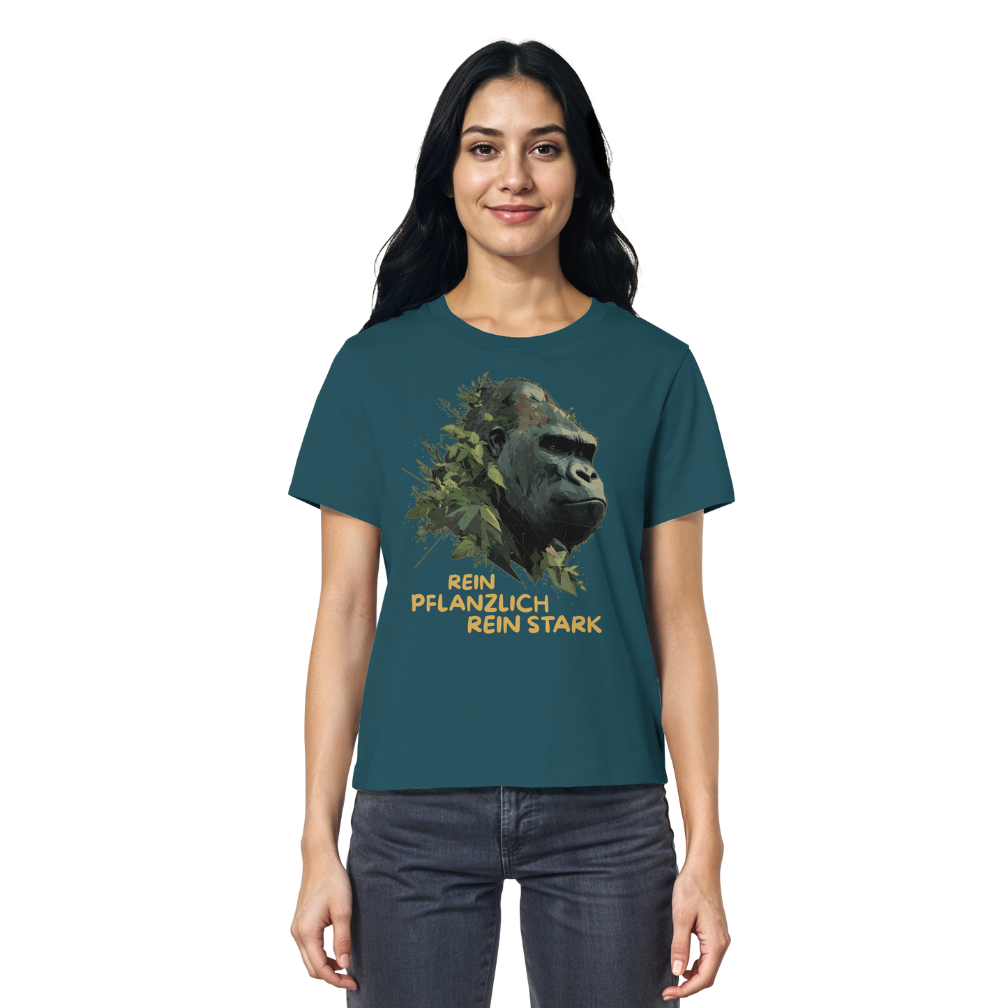 vegwear "Gorilla, rein pflanzlich rein stark" - Damen T-Shirt, bio, vegan