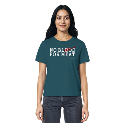 100% vegane T-Shirt für Damen: 'no blood for meat' | vegwear