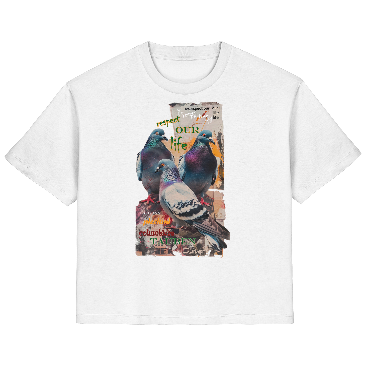 vegwear "respect our life - Tauben" - Damen Bio T-Shirt, nachhaltig, fair
