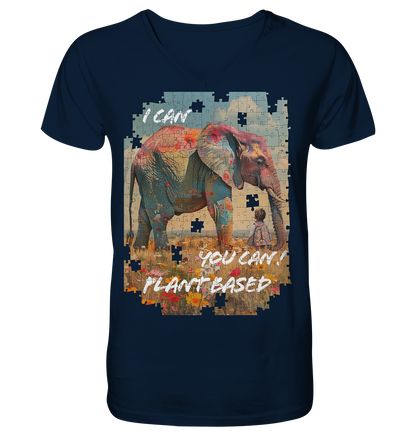 vegwear "I can you can"- Herren T-Shirt mit V-Ausschnitt, bio, vegan