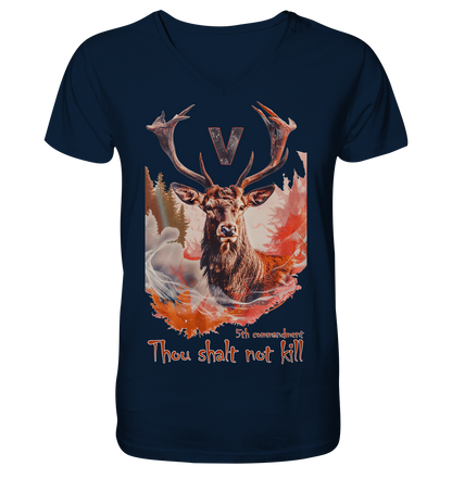 Motiv "thou shalt not kill" - Herren Bio T-Shirt mit V-Ausschnitt