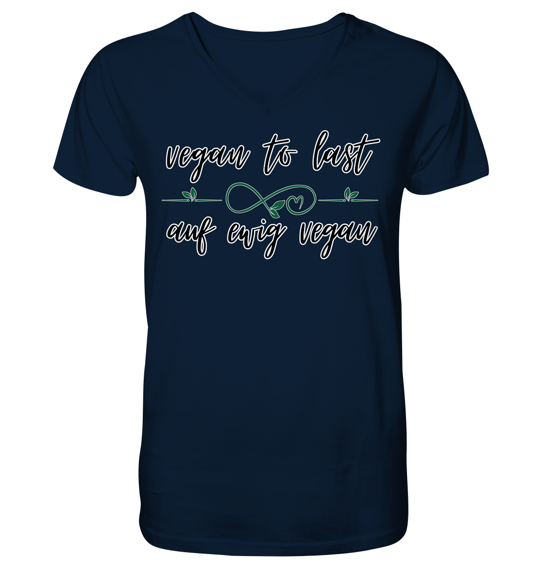 Motiv "vegan to last" - Herren Bio T-Shirt mit V-Ausschnitt