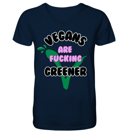 Motif "vegans are fucking greener" - Men's Organic T-Shirt, V-neck