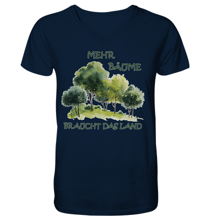 vegwear "mehr Bäume braucht das Land" - Herren Bio T-Shirt mit V-Ausschnitt, vegan, fair, nachhaltig