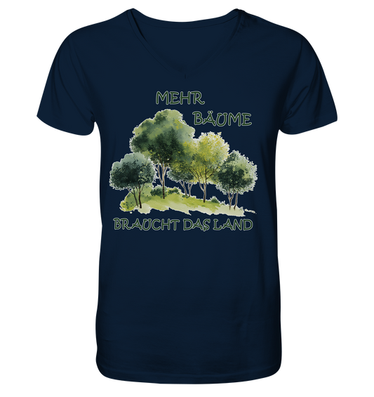 vegwear "mehr Bäume braucht das Land" - Herren Bio T-Shirt mit V-Ausschnitt, vegan, fair, nachhaltig