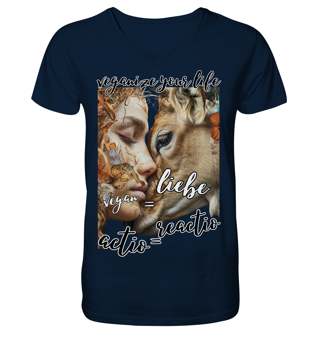 Motif "actio = reactio" - Men's Organic T-Shirt V-Neck