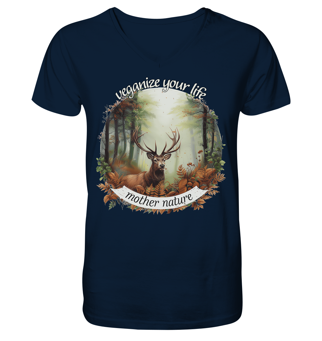 Motiv "mother nature" - Herren Bio T-Shirt V-Ausschnitt