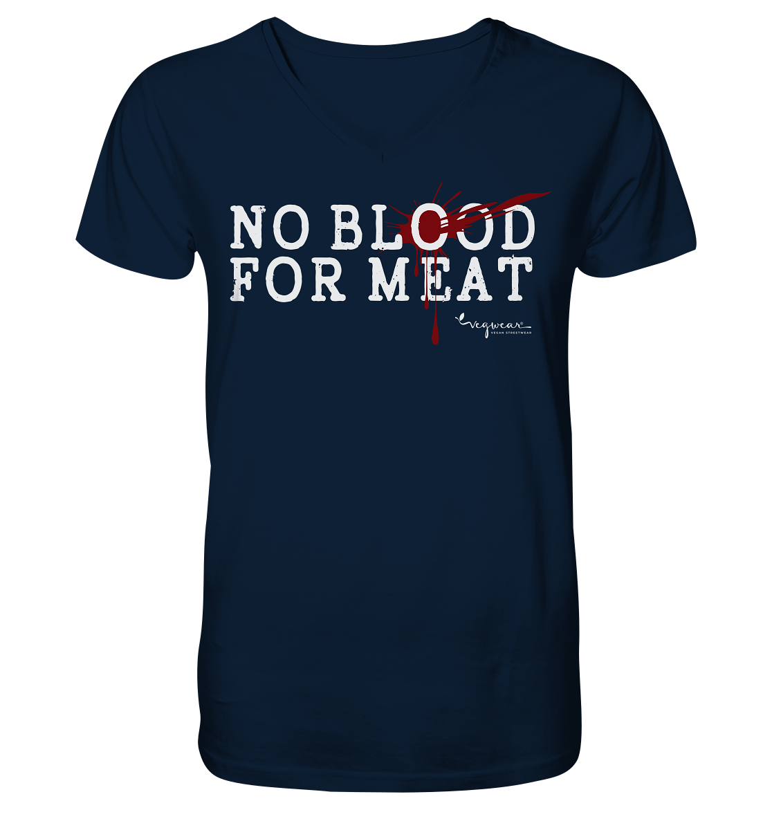V-Neck Bio-T-Shirt: "no blood for meat" Shirt | vegwear