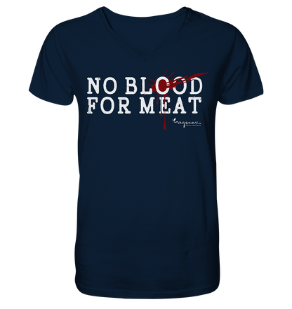 V-Neck Bio-T-Shirt: "no blood for meat" Shirt | vegwear
