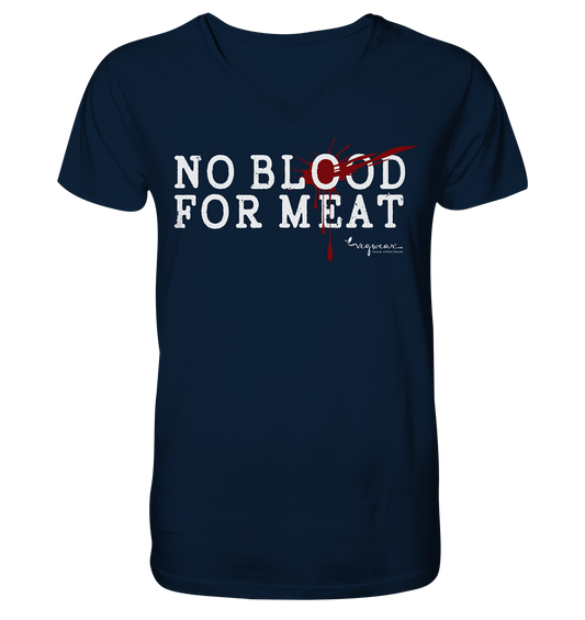 vegwear "no blood for meat" - Mens Organic V-Neck Shirt