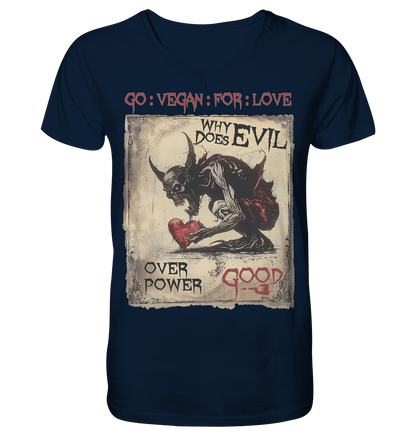 Motiv "why does evil" - Men's Organic T-Shirt, V-neck
