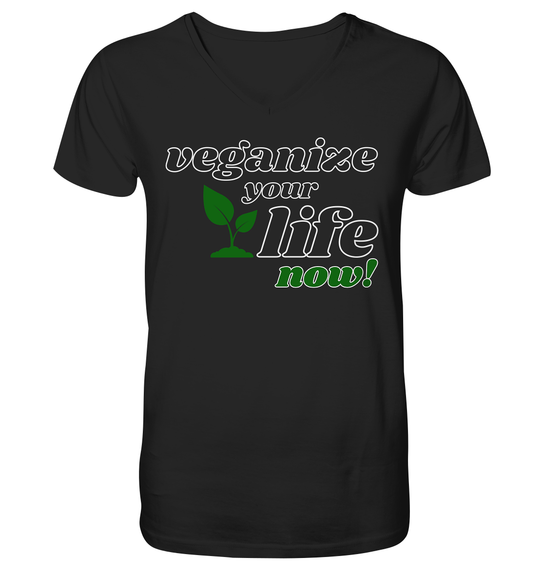 vegwear "veganize your life" - Herren T-Shirt mit V-Ausschnitt, bio, vegan, nachhaltig