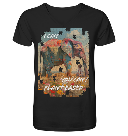 vegwear "I can you can"- Herren T-Shirt mit V-Ausschnitt, bio, vegan