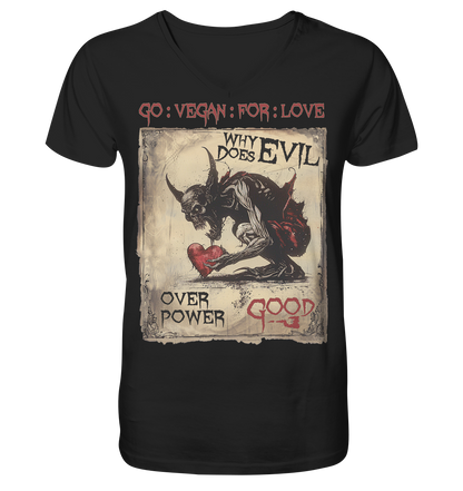 Motiv "why does evil" - Men's Organic T-Shirt, V-neck