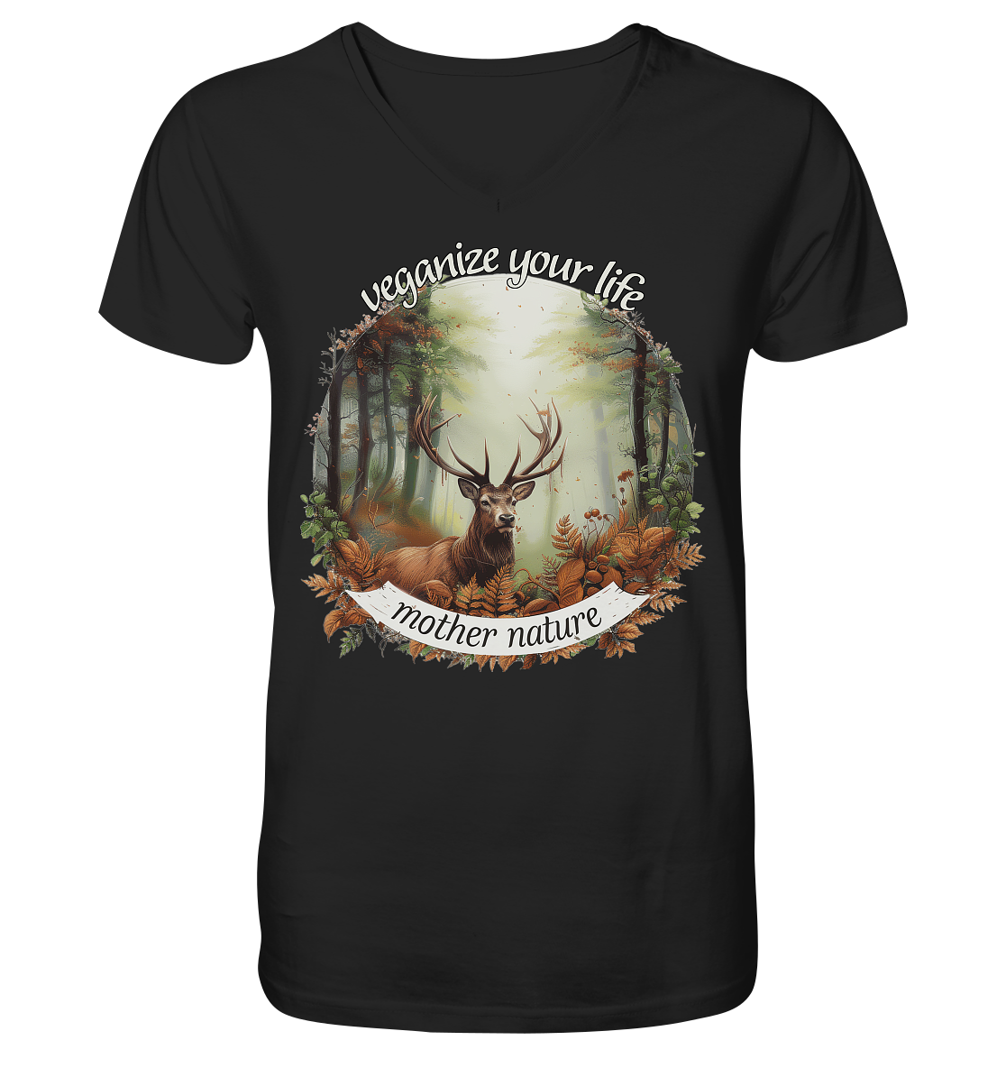 Motiv "mother nature" - Herren Bio T-Shirt V-Ausschnitt