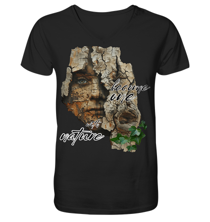 Motiv "become one with nature" - Herren Bio T-Shirt V-Ausschnitt