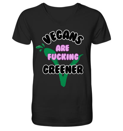 Motif "vegans are fucking greener" - Men's Organic T-Shirt, V-neck