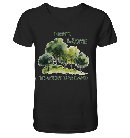 vegwear "mehr Bäume braucht das Land" - Herren Bio T-Shirt mit V-Ausschnitt, vegan, fair, nachhaltig