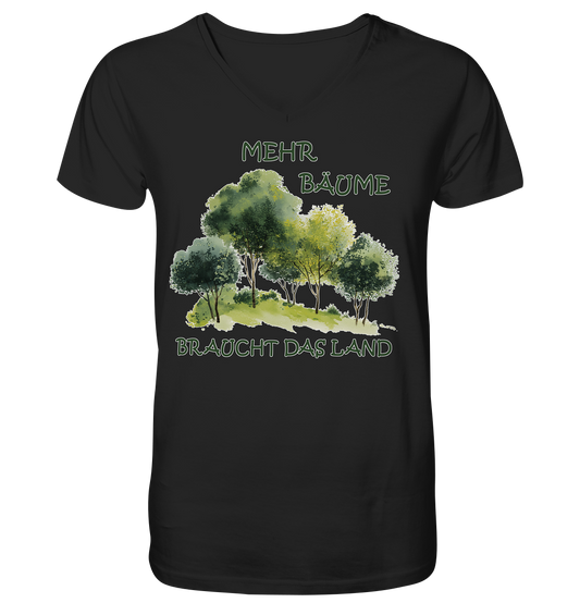 vegwear "mehr Bäume braucht das Land" - Herren Bio T-Shirt mit V-Ausschnitt, vegan, fair, nachhaltig