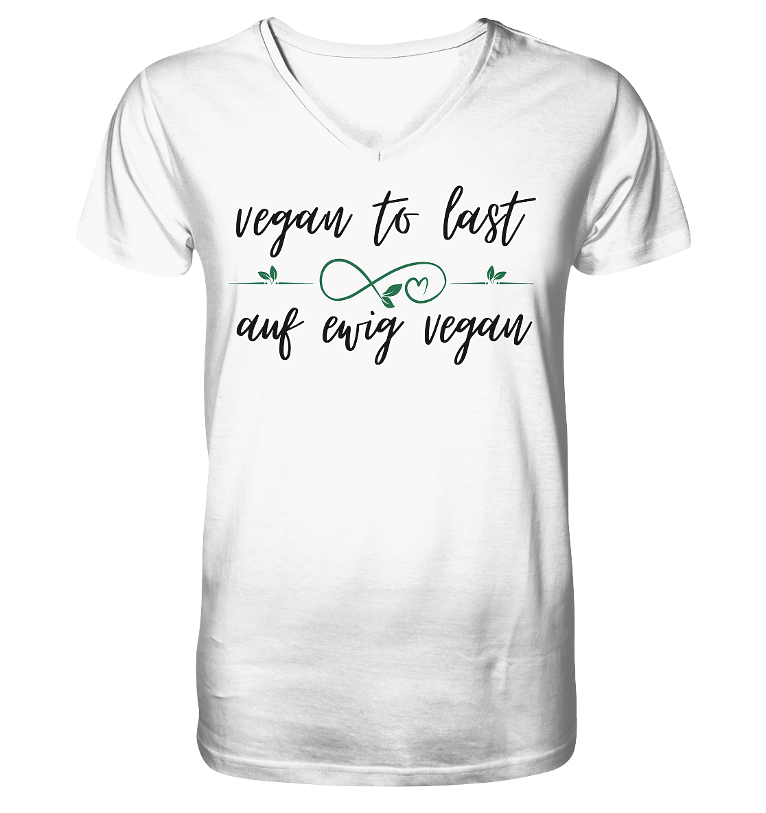 Motiv "vegan to last" - Herren Bio T-Shirt mit V-Ausschnitt