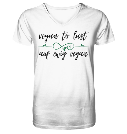 Motiv "vegan to last" - Herren Bio T-Shirt mit V-Ausschnitt