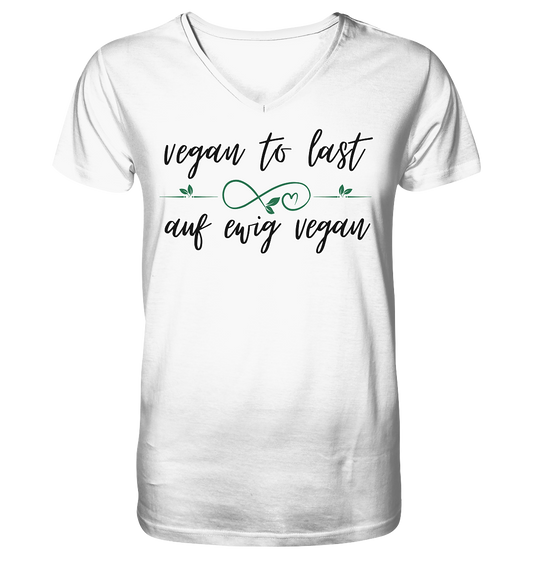 Motiv "vegan to last" - Herren Bio T-Shirt mit V-Ausschnitt