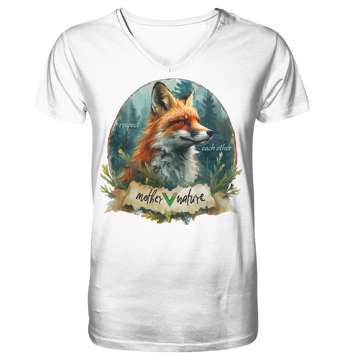 vegwear "respect each other" - Herren T-Shirt mit V-Ausschnitt, bio, vegan