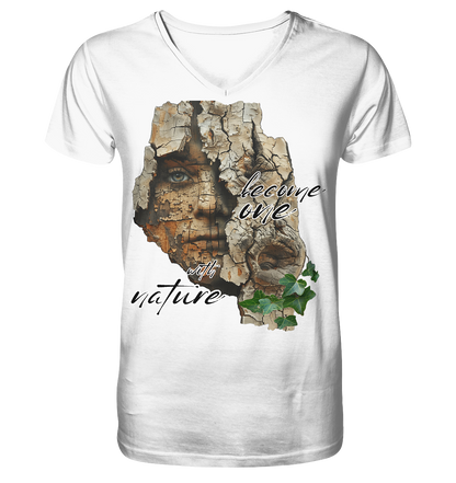 Motiv "become one with nature" - Herren Bio T-Shirt V-Ausschnitt
