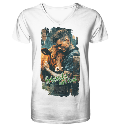 vegwear "friends not food" - Herren T-Shirt mit V-Ausschnitt, bio, fair