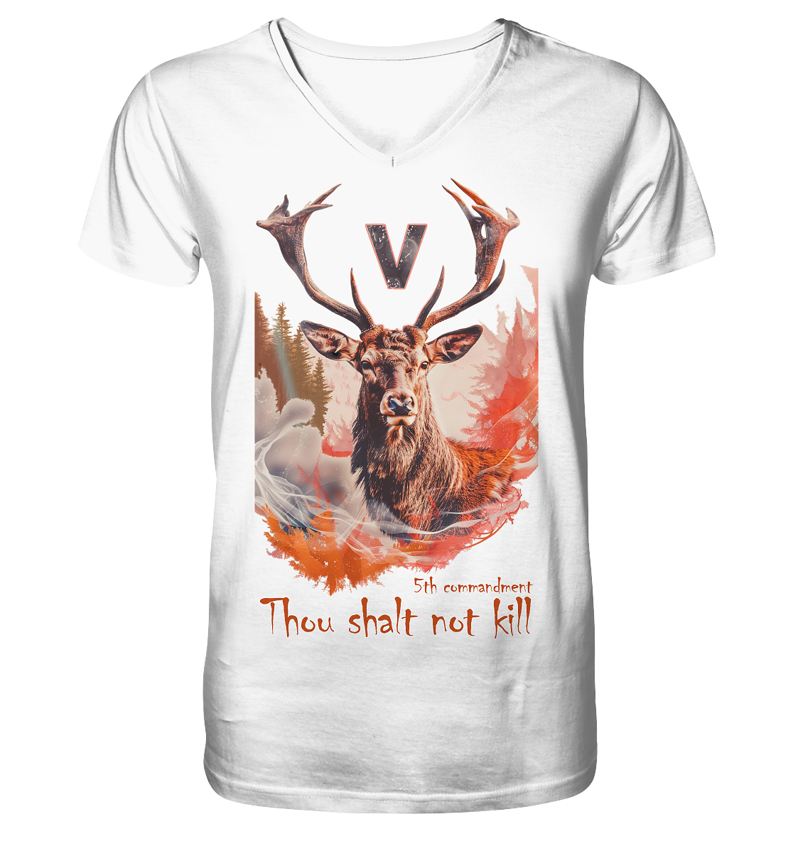 Motiv "thou shalt not kill" - Herren Bio T-Shirt mit V-Ausschnitt