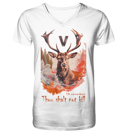 Motiv "thou shalt not kill" - Herren Bio T-Shirt mit V-Ausschnitt