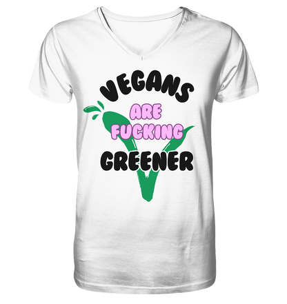 Motif "vegans are fucking greener" - Men's Organic T-Shirt, V-neck