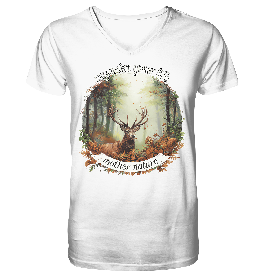 Motiv "mother nature" - Herren Bio T-Shirt V-Ausschnitt