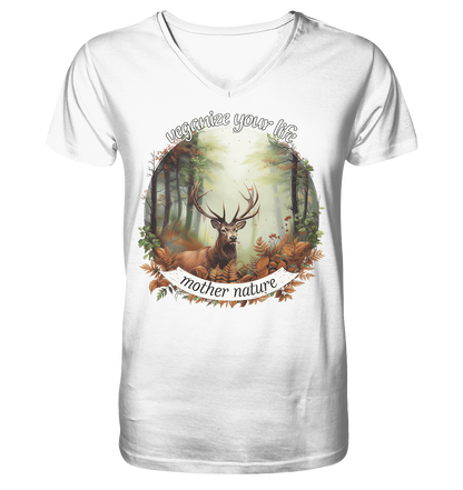 Motiv "mother nature" - Herren Bio T-Shirt V-Ausschnitt