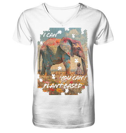 vegwear "I can you can"- Herren T-Shirt mit V-Ausschnitt, bio, vegan