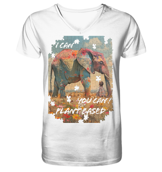 vegwear "I can you can"- Herren T-Shirt mit V-Ausschnitt, bio, vegan