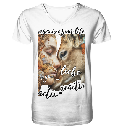 Motif "actio = reactio" - Men's Organic T-Shirt V-Neck