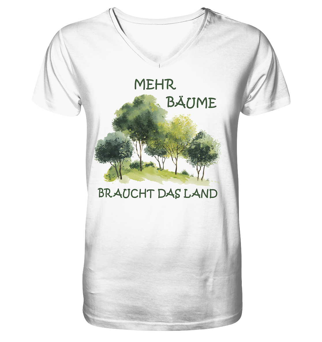 vegwear "mehr Bäume braucht das Land" - Herren Bio T-Shirt mit V-Ausschnitt, vegan, fair, nachhaltig