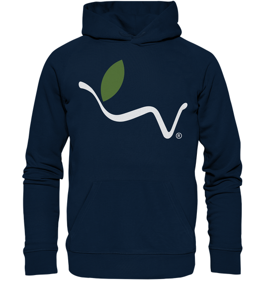 Motiv "vegwear Logo, weiß" - unisex Bio Hoodie / Kapuzenpulli