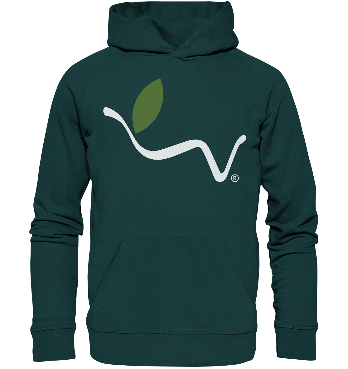 Motiv "vegwear Logo, weiß" - unisex Bio Hoodie / Kapuzenpulli