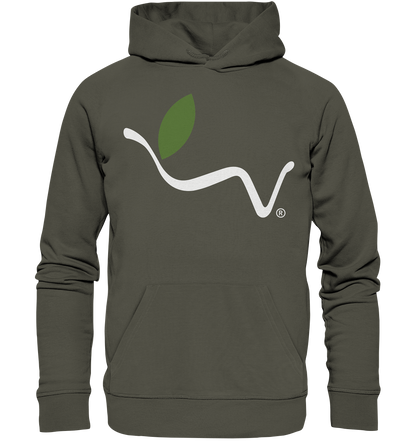 Motiv "vegwear Logo, weiß" - unisex Bio Hoodie / Kapuzenpulli